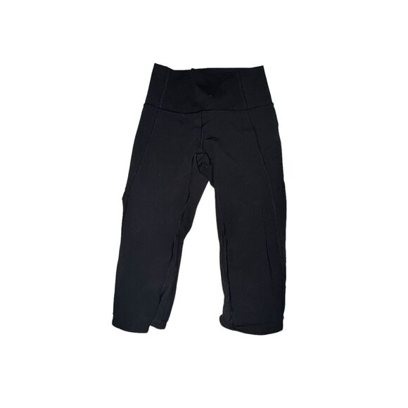 Lululemon Drop It Like It's Hot Crop Size 6 Black Full On Luxtreme Mesh Mid Rise - Picture 1 of 5